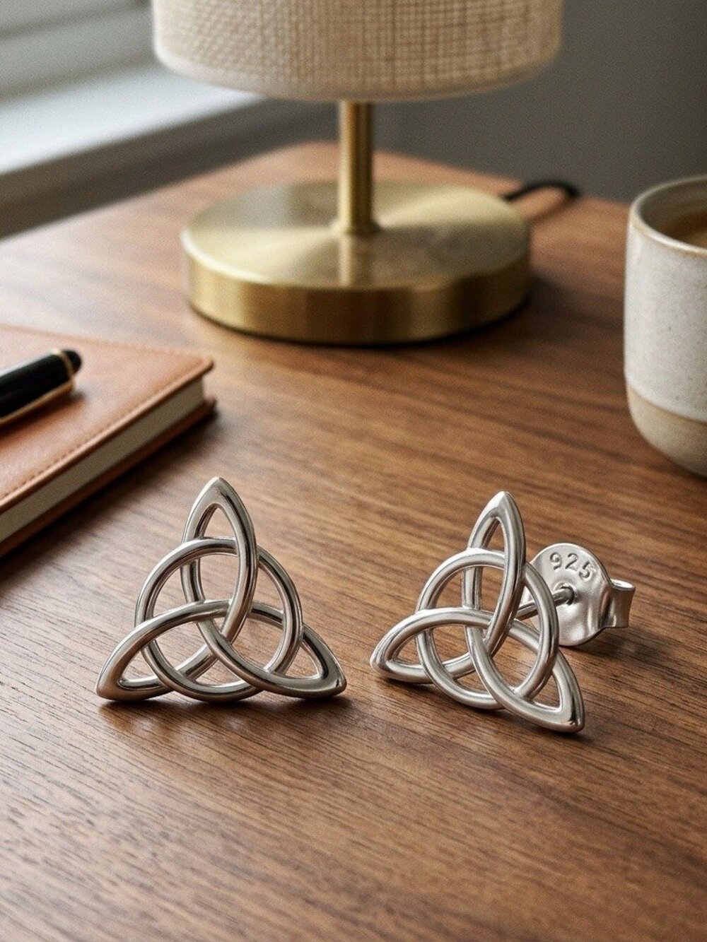 Celtic Knot Stud Earrings Sterling Silver Trinity Triquetra Small Studs